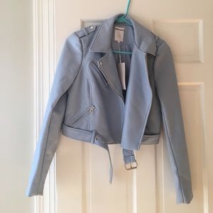 Light blue leather jacket